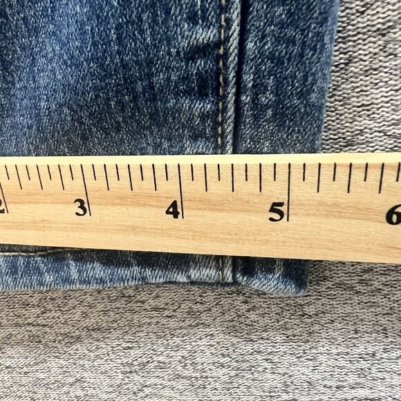 Gap Jeans Womens Legging Sz 12 Distressed Plaid Patches Medium Wash Denim - Picture 10 of 15